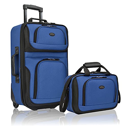 U.S. Traveler Rio Rugged Fabric Erweiterbares Handgepäck-Set, Königsblau, 2 Wheel, Rio Reisegepäck-Set, robust, erweiterbar