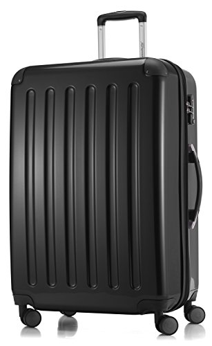 HAUPTSTADTKOFFER Alex - Großer Hartschalen-Koffer, TSA, 4 Doppel-Rollen, Trolley, Rollkoffer, Reisekoffer, Volumenerweiterung, 75 cm, 119 Liter, Schwarz