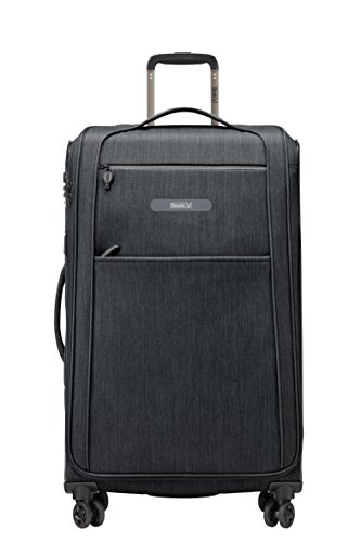 STRATIC Floating Koffer weichschale Trolley-Koffer Rollkoffer Reisekoffer 4 Rollen TSA-Zahlenschloss, extra leicht, inkl. Einkaufsbeutel, L, black