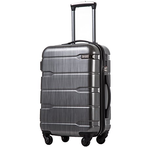 COOLIFE Koffer Reisekoffer Vergrößerbares Gepäck (Nur Großer Koffer Erweiterbar) PC + ABS Material mit TSA-Schloss und 4 Rollen(Silbergrau, Mittelgroßer Koffer)