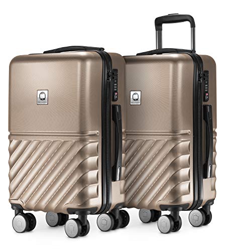 HAUPTSTADTKOFFER - Boxi - 2er Handgepäck Kofferset Bordgepäck Cabin Size Koffer 55cm, ABS-Hartschale TSA, 4 Spinner-Doppelrollen, Gold
