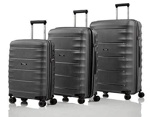TITAN 4-Rad Koffer Set Größen L/M/S mit TSA Schloss, Bordtrolley erfüllt IATA-Bordgepäckmaß, Gepäck Serie HIGHLIGHT: TITAN Hartschalen Trolleys im Carbon Look, 842102-04, anthracite (grau) TITAN 4-Rad Koffer Set Größen L/M/S mit TSA Schloss, Bordtrolley erfüllt IATA-Bordgepäckmaß, Gepäck Serie HIGHLIGHT: TITAN Hartschalen Trolleys im Carbon Look, 842102-04, anthracite (grau)