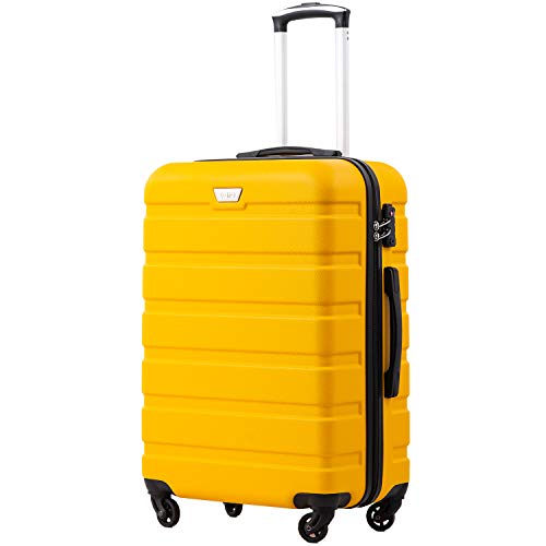 COOLIFE Hartschalen-Koffer Trolley Rollkoffer Reisekoffer mit TSA-Schloss und 4 Rollen (Gelb, Handgepäck)