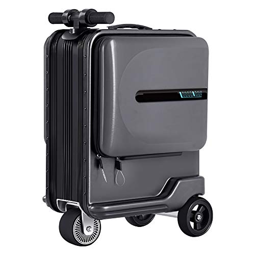 WOTR Smart-Koffer, 20in PC + ABS Handgepäck Reise-Koffer-Built-in TSA-Schloss und Silent Spinner Räder Smart Riding Trolley Fall (Jugend Ausgabe),Schwarz