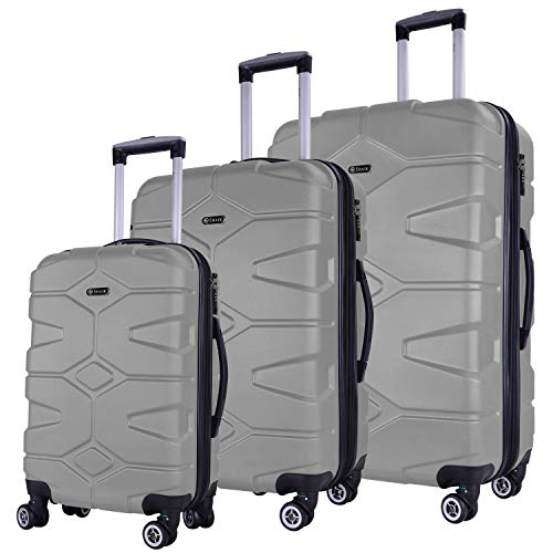 Shaik Serie RAZZER SH002 Design PMI Hartschalen Kofferset, Trolley, Koffer, Reisekoffer,4 Doppelrollen,25% mehr Volumen durch Dehnfalte (Space Grau,3er Set)