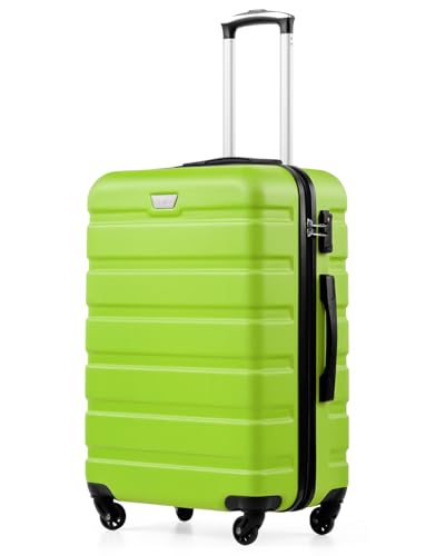 COOLIFE Mittelgroßer Koffer für Urlaubsreise, Kreuzfahrten und Studium im Ausland, 67cm L, PC+ABS, Hartschale, Leicht Robuster, Trolley mit Spinner Räder, YKK Reißverschluss, TSA-Schloss, Apple Green