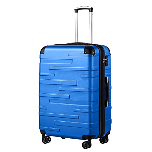 COOLIFE Hartschalen-Koffer Rollkoffer Reisekoffer Vergrößerbares Gepäck (Nur Großer Koffer Erweiterbar) ABS Material mit TSA-Schloss und 4 Rollen (Navy blau, Großer Koffer)